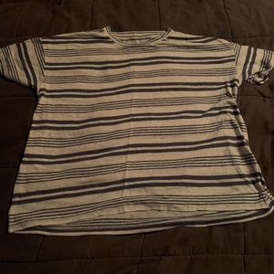 Blue and white striped aerie top